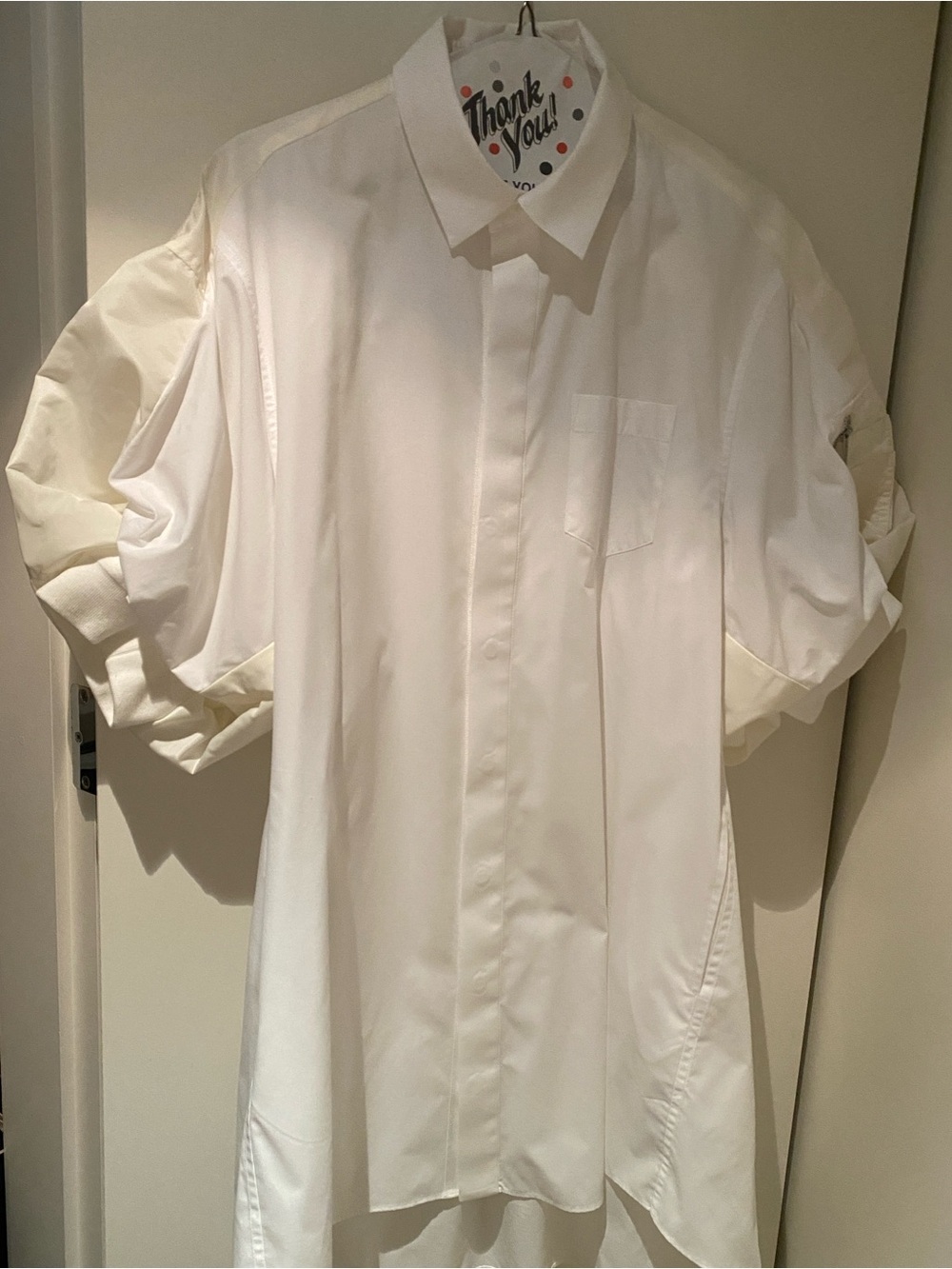 Sacai - White Women Button-Up Dress Shirt with signature balloon sleeves